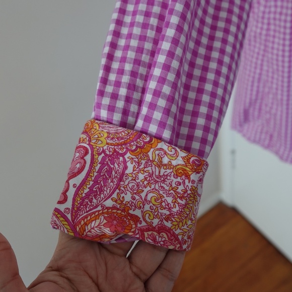 Robert Graham Pink Gingham Long Sleeve Button Down Shirt Women's Size M Cotton - Picture 5 of 11